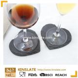 Romantic heart shape natural black slate coaster for sale